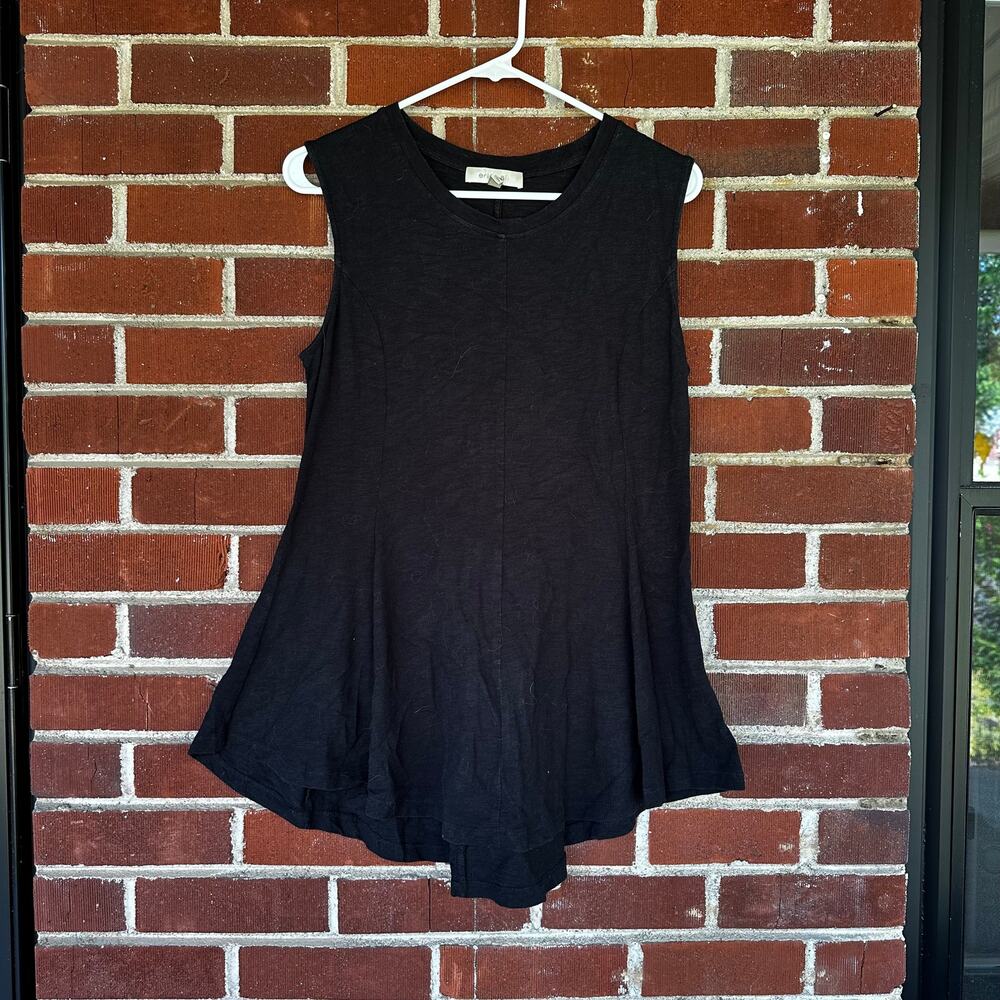 Eri + Ali Black Sleeveless Swing Tunic Top Women Large Flowy Minimalist